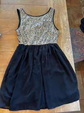 ISSI Black Skater Skirt with Gold Sequin Bodice
